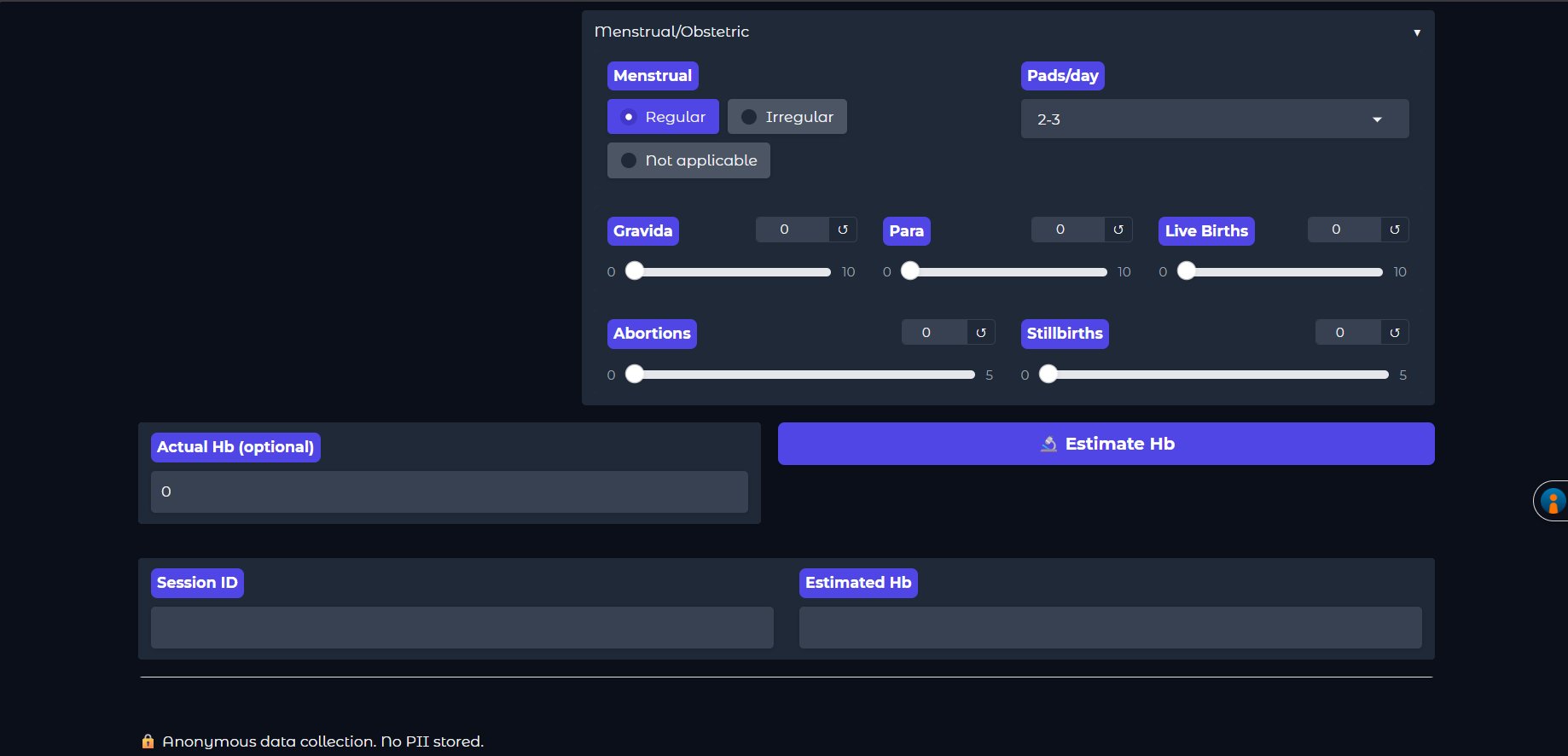 Obstetric history input